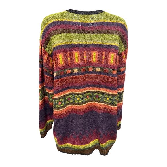 VTG 90's Susan Bristol Womens L Sweater wool Clock Red multicolor oversized - Picture 5 of 5